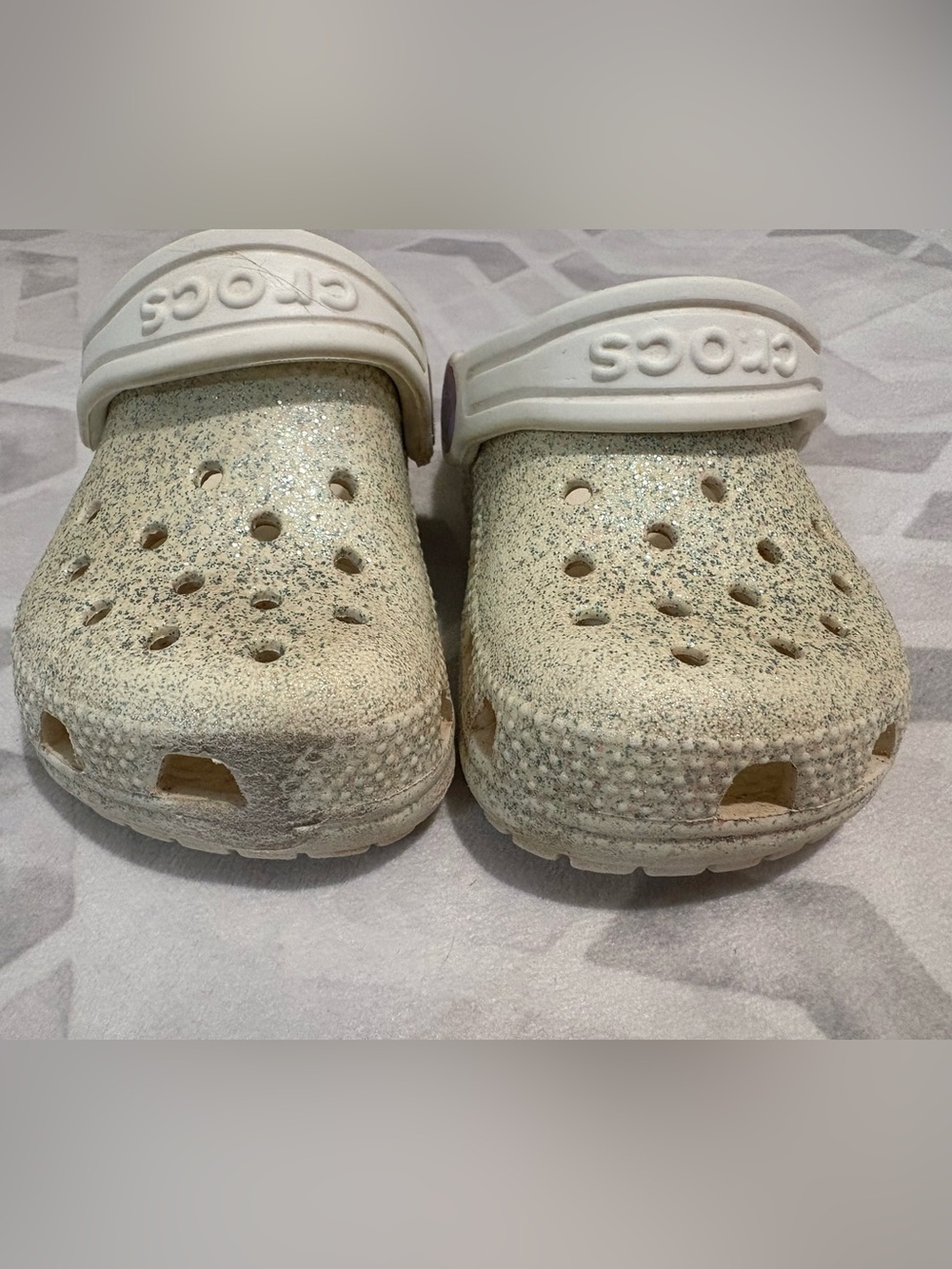 CROCS Toddler Glitter Cream & White Clog